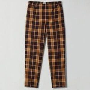 Aritzia Wilfred Darontal plaid Pull-on Pants with pockets, size 10
